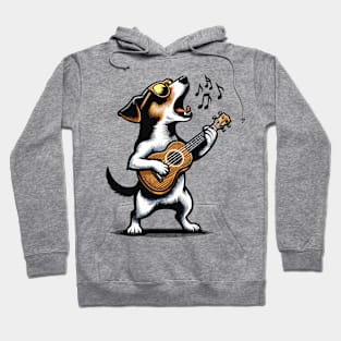 Dog Playing Guitar Singing Jack Russel Terrier Dog Funny Hoodie